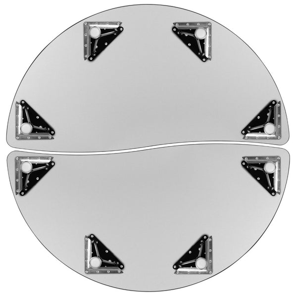 English Elm Emmy 2 Piece Wave Activity Table Set for Collaborative Learning - Height Adjustable & Durable Design Oak 47.5"W x 48"L XU-GRP-A48-HCIRC-OAK-T-P-GG