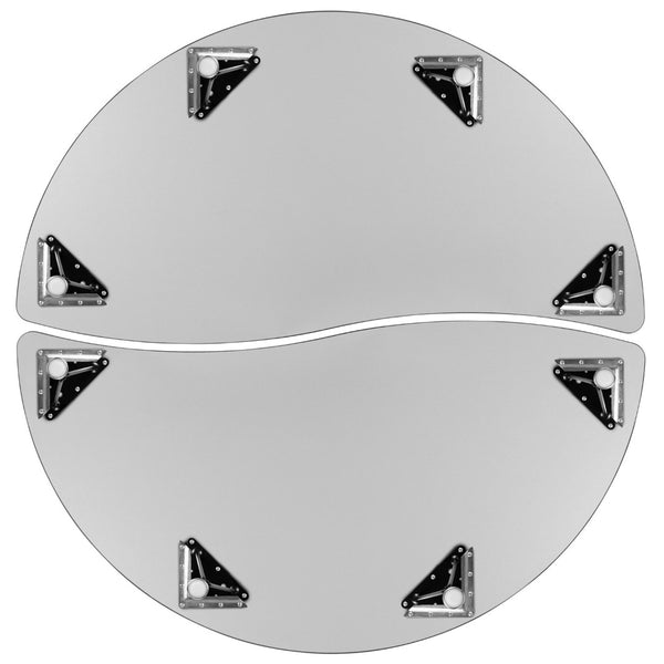 English Elm Emmy 2-Piece Flexible Wave Activity Table Set with Adjustable Height for Collaborative Learning Spaces Oak 60"W x 60"L XU-GRP-A60-HCIRC-OAK-T-A-GG