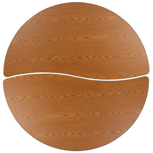 English Elm Emmy 2-Piece Mobile Activity Table Set for Collaborative Learning Spaces - Adjustable & Durable Design Oak 60"W x 60"L XU-GRP-A60-HCIRC-OAK-T-P-CAS-GG