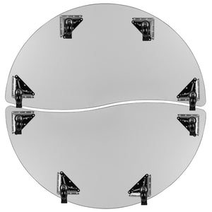 English Elm Emmy 2-Piece Mobile Activity Table Set for Collaborative Learning Spaces - Adjustable & Durable Design Oak 60"W x 60"L XU-GRP-A60-HCIRC-OAK-T-P-CAS-GG