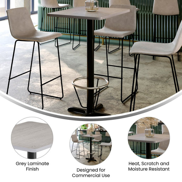 English Elm Stiles Commercial-Grade Rectangular Table Set with Durable Laminate Top and Heavy-Duty Base for Dining Gray 24"W x 30"L XU-GYTB-2430-T2222B-3CFR-GG