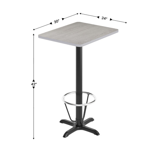 English Elm Stiles Commercial-Grade Rectangular Table Set with Durable Laminate Top and Heavy-Duty Base for Dining Gray 24"W x 30"L XU-GYTB-2430-T2222B-3CFR-GG