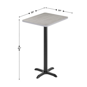 English Elm Stiles Rectangular Laminate Table Top with Bar Height Base - Durable, Modern Design for Any Space Gray 24"W x 30"L XU-GYTB-2430-T2222B-GG
