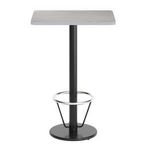 English Elm Stiles Commercial-Grade Bar Height Table Set with Durable Laminate Top and Cast-Iron Base Features Gray 24"W x 30"L XU-GYTB-2430-TR18B-3CFR-GG