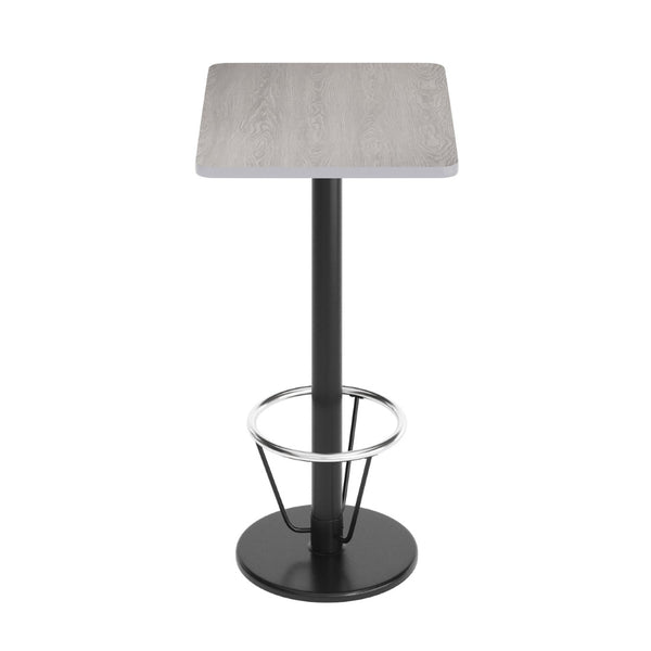 English Elm Stiles Commercial-Grade Bar Height Table Set with Durable Laminate Top and Cast-Iron Base Features Gray 24"W x 30"L XU-GYTB-2430-TR18B-3CFR-GG