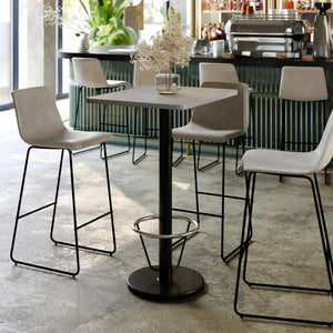 English Elm Stiles Commercial-Grade Bar Height Table Set with Durable Laminate Top and Cast-Iron Base Features Gray 24"W x 30"L XU-GYTB-2430-TR18B-3CFR-GG