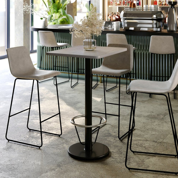 English Elm Stiles Commercial-Grade Bar Height Table Set with Durable Laminate Top and Cast-Iron Base Features Gray 24"W x 30"L XU-GYTB-2430-TR18B-3CFR-GG