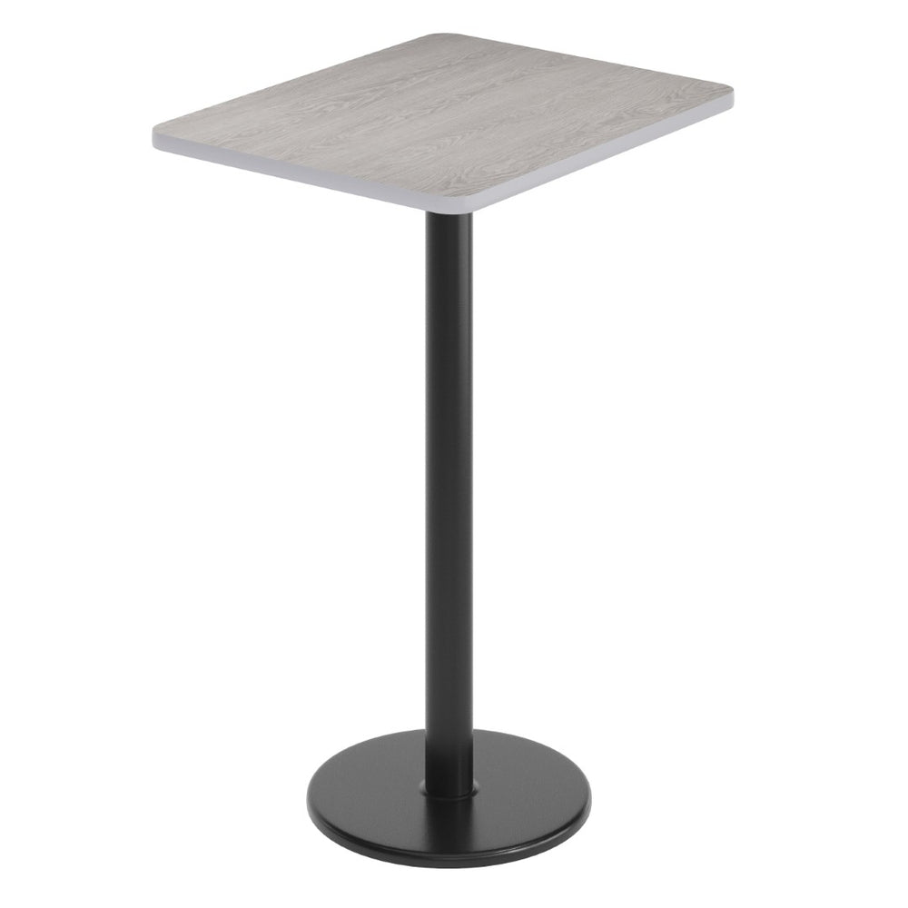 English Elm Stiles Commercial-Grade Rectangular Laminate Table Top with Durable Bar Height Cast Iron Base Set Gray 24"W x 30"L XU-GYTB-2430-TR18B-GG