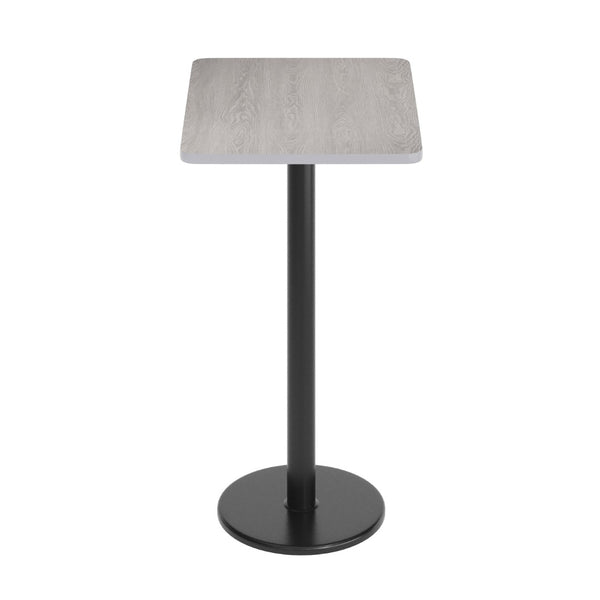 English Elm Stiles Commercial-Grade Rectangular Laminate Table Top with Durable Bar Height Cast Iron Base Set Gray 24"W x 30"L XU-GYTB-2430-TR18B-GG