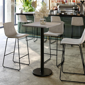 English Elm Stiles Commercial-Grade Rectangular Laminate Table Top with Durable Bar Height Cast Iron Base Set Gray 24"W x 30"L XU-GYTB-2430-TR18B-GG