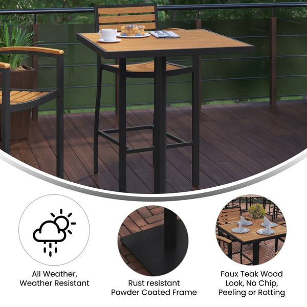 English Elm Lark Outdoor Bar Height Table - Stylish Faux Teak Design, Durable, Weather-Resistant, Easy Assembly Teak 32" Square XU-HW1045-3232-GG