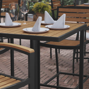 English Elm Lark Outdoor Bar Height Table - Stylish Faux Teak Design, Durable, Weather-Resistant, Easy Assembly Teak 32" Square XU-HW1045-3232-GG