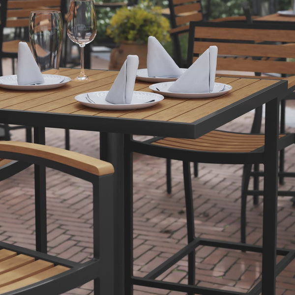 English Elm Lark Outdoor Bar Height Table - Stylish Faux Teak Design, Durable, Weather-Resistant, Easy Assembly Teak 32" Square XU-HW1045-3232-GG