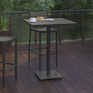 English Elm Lark Outdoor Bar Height Table - Stylish Faux Teak Design, Durable, Weather-Resistant, Easy Assembly Gray Wash 32" Square XU-HW1045-3232-GY-GG