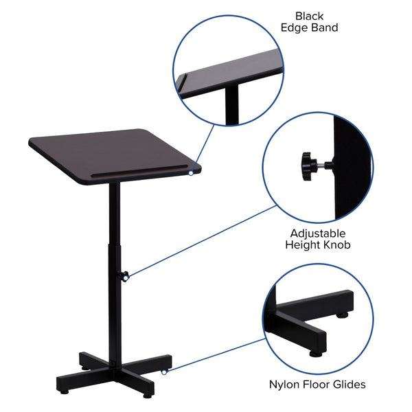 English Elm Mysta Adjustable Height Lectern with Mahogany Finish - Durable, Stylish, and Portable for Presentations XU-LECTERN-ADJ-GG