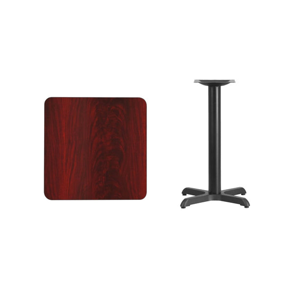 English Elm Graniss Commercial-Grade Laminate Table Top with Durable Cast-Iron Base for Dining & Hospitality Spaces Mahogany 24" Square XU-MAHTB-2424-T2222-GG