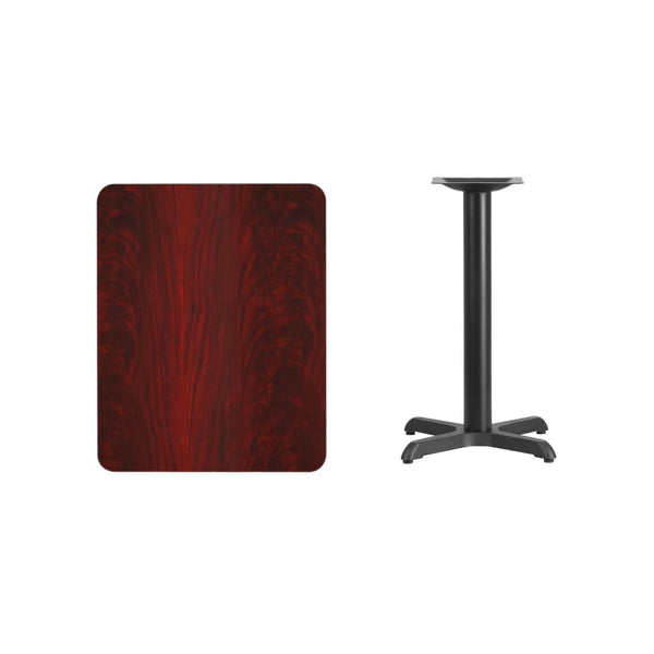 English Elm Graniss Durable Rectangular Laminate Table Top with Sturdy "X" Style Base for Modern Dining Spaces Mahogany 24"W x 30"L XU-MAHTB-2430-T2222-GG