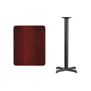 English Elm Stiles Rectangular Laminate Table Top with Bar Height Base - Durable, Modern Design for Any Space Mahogany 24"W x 30"L XU-MAHTB-2430-T2222B-GG