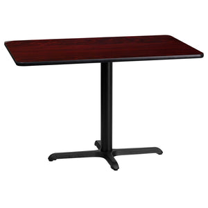 English Elm Graniss Durable Rectangular Laminate Table with Sturdy Cast Iron Base - Perfect for Dining & Hospitality Mahogany 24"W x 42"L XU-MAHTB-2442-T2230-GG