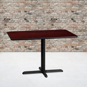 English Elm Graniss Durable Rectangular Laminate Table with Sturdy Cast Iron Base - Perfect for Dining & Hospitality Mahogany 24"W x 42"L XU-MAHTB-2442-T2230-GG