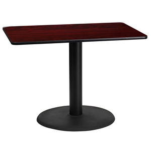 English Elm Graniss Rectangular Laminate Table Top with Durable Cast Iron Base - Perfect for Dining & Cafes Mahogany 24"W x 42"L XU-MAHTB-2442-TR24-GG