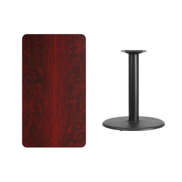 English Elm Graniss Rectangular Laminate Table Top with Durable Cast Iron Base - Perfect for Dining & Cafes Mahogany 24"W x 42"L XU-MAHTB-2442-TR24-GG