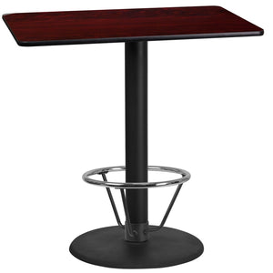 English Elm Stiles Commercial-Grade Bar-Height Table Set with Durable Laminate Top and Sturdy Cast-Iron Base Mahogany 24"W x 42"L XU-MAHTB-2442-TR24B-4CFR-GG