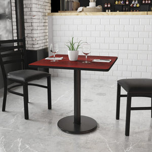 English Elm Graniss Commercial-Grade Table Set with Durable Laminate Top and Sturdy Cast-Iron Base for Dining Spaces Mahogany 30" Square XU-MAHTB-3030-TR18-GG