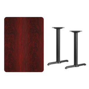 English Elm Graniss Durable Rectangular Laminate Table Top with Heavy-Duty T-Base Set for Commercial Use Mahogany 30"W x 42"L XU-MAHTB-3042-T0522-GG