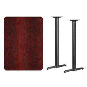 English Elm Stiles Commercial-Grade Bar Height Table Set with Durable Laminate Top and Sturdy Dual T-Bases Mahogany 30"W x 42"L XU-MAHTB-3042-T0522B-GG