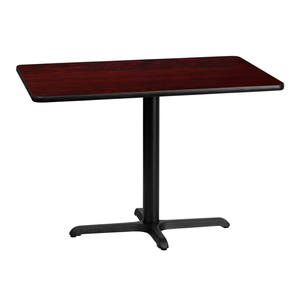 English Elm Graniss Durable Rectangular Laminate Table Top with Sturdy Cast Iron Base for Dining & Commercial Use Mahogany 30"W x 42"L XU-MAHTB-3042-T2230-GG