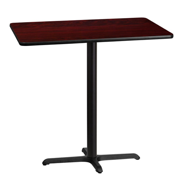English Elm Stiles Commercial-Grade Bar Height Table Set with Durable Laminate Top and Sturdy Cast Iron Base Mahogany 30"W x 42"L XU-MAHTB-3042-T2230B-GG