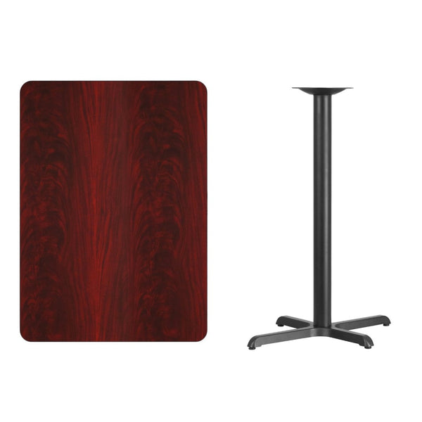 English Elm Stiles Commercial-Grade Bar Height Table Set with Durable Laminate Top and Sturdy Cast Iron Base Mahogany 30"W x 42"L XU-MAHTB-3042-T2230B-GG