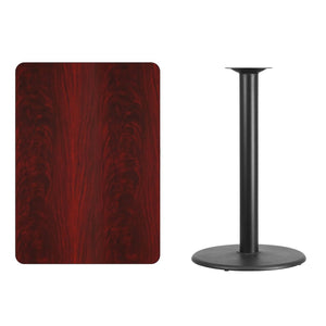 English Elm Stiles Rectangular Laminate Table Top with Sturdy Round Base - Durable for Hospitality & Home Use Mahogany 30"W x 42"L XU-MAHTB-3042-TR24B-GG