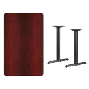 English Elm Graniss Commercial-Grade Rectangular Laminate Table Top with Sturdy Twin T-Bases for Versatile Use Mahogany 30"W x 48"L XU-MAHTB-3048-T0522-GG