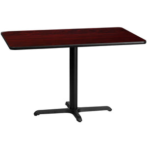 English Elm Graniss Commercial-Grade Rectangular Table Top & Cast Iron Base for Dining and Hospitality Spaces Mahogany 30"W x 48"L XU-MAHTB-3048-T2230-GG