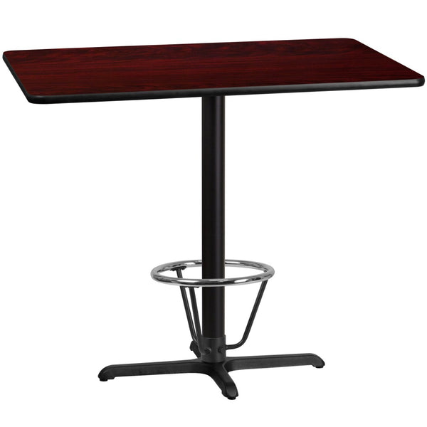 English Elm Stiles Commercial-Grade Bar-Height Table Set with Durable Laminate Top and Sturdy Cast Iron Base Mahogany 30"W x 48"L XU-MAHTB-3048-T2230B-3CFR-GG