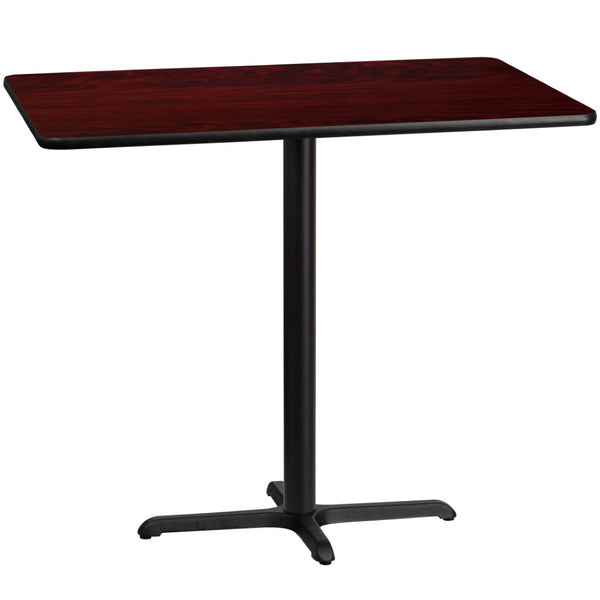 English Elm Stiles Rectangular Bar Height Table Set with Durable Laminate Top and Heavy-Duty Cast Iron Base Mahogany 30"W x 48"L XU-MAHTB-3048-T2230B-GG