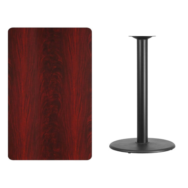 English Elm Stiles Rectangular Laminate Table Top with Durable Bar Height Base for Restaurants and Homes Mahogany 30"W x 48"L XU-MAHTB-3048-TR24B-GG