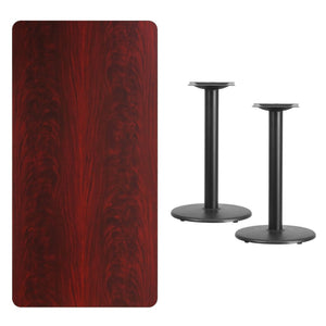 English Elm Graniss Rectangular Laminate Table Top with Durable Dual Round Bases for Home and Commercial Use Mahogany 30"W x 60"L XU-MAHTB-3060-TR18-GG