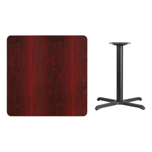 English Elm Graniss Durable Laminate Table Top with Sturdy X-Base for Home and Commercial Dining Spaces Mahogany 36" Square XU-MAHTB-3636-T3030-GG