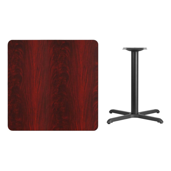 English Elm Graniss Durable Laminate Table Top with Sturdy X-Base for Home and Commercial Dining Spaces Mahogany 36" Square XU-MAHTB-3636-T3030-GG