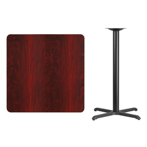 English Elm Stiles Bar Height Table Set with Durable Reversible Laminate Top for Restaurants and Cafeterias Mahogany 36" Square XU-MAHTB-3636-T3030B-GG