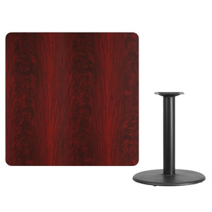 English Elm Graniss Durable Commercial-Grade Table Top with Round Base, Scratch-Resistant & Easy to Clean Design Mahogany 42" Square XU-MAHTB-4242-TR24-GG