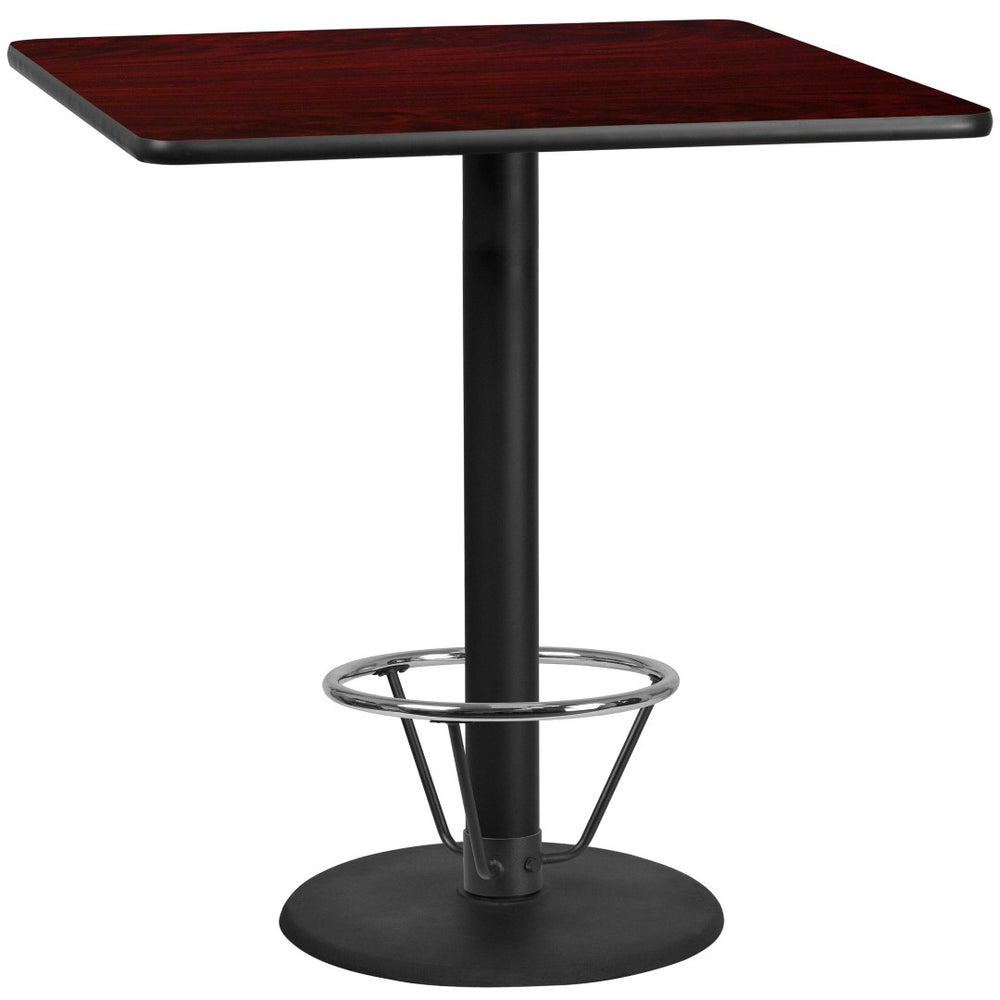 English Elm Stiles Modern Bar Height Table Set with Durable Laminate Top and Sturdy Cast Iron Base for Dining Spaces Natural 42" Square XU-NATTB-4242-TR24B-4CFR-GG