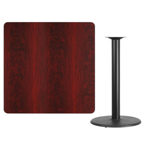 English Elm Stiles Durable Bar Height Table Set with Reversible Laminate Top for Dining and Hospitality Spaces Mahogany 42" Square XU-MAHTB-4242-TR24B-GG