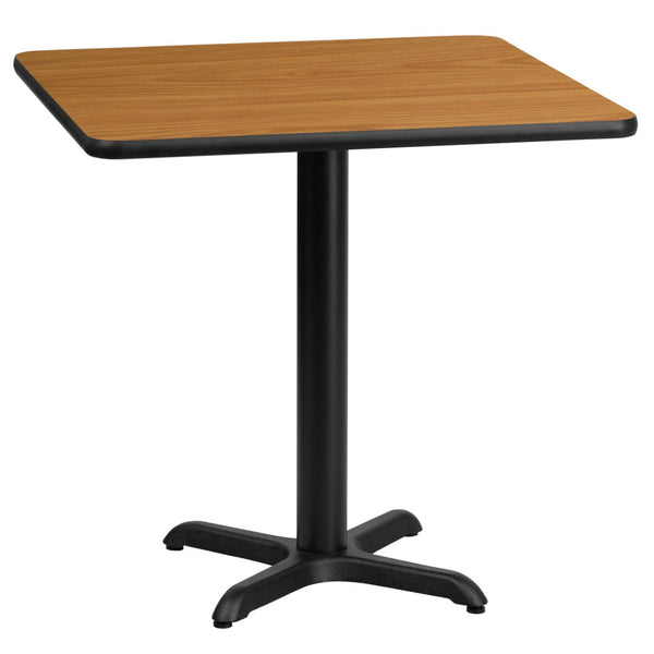 English Elm Graniss Commercial-Grade Laminate Table Top with Durable Cast-Iron Base for Dining & Hospitality Spaces Natural 24" Square XU-NATTB-2424-T2222-GG