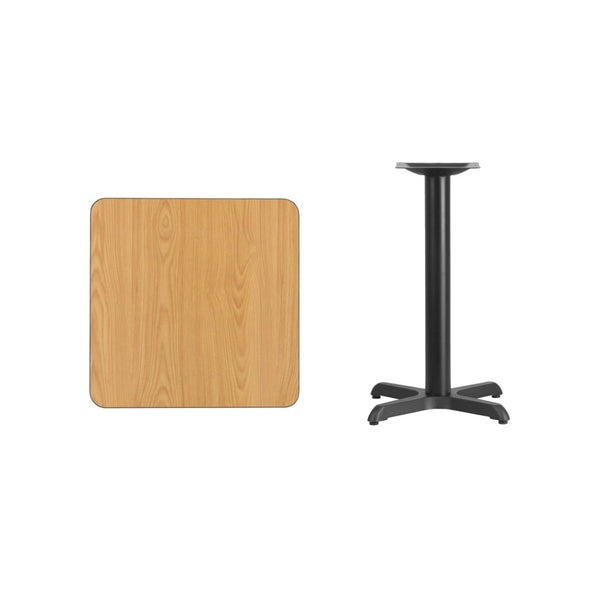 English Elm Graniss Commercial-Grade Laminate Table Top with Durable Cast-Iron Base for Dining & Hospitality Spaces Natural 24" Square XU-NATTB-2424-T2222-GG