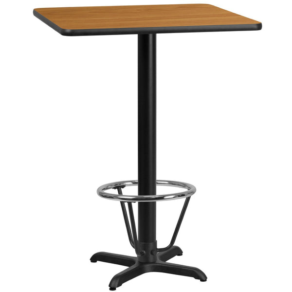 English Elm Stiles Bar Height Table Set with Durable Laminate Top and Sturdy X-Base for Hospitality Spaces Natural 24" Square XU-NATTB-2424-T2222B-3CFR-GG