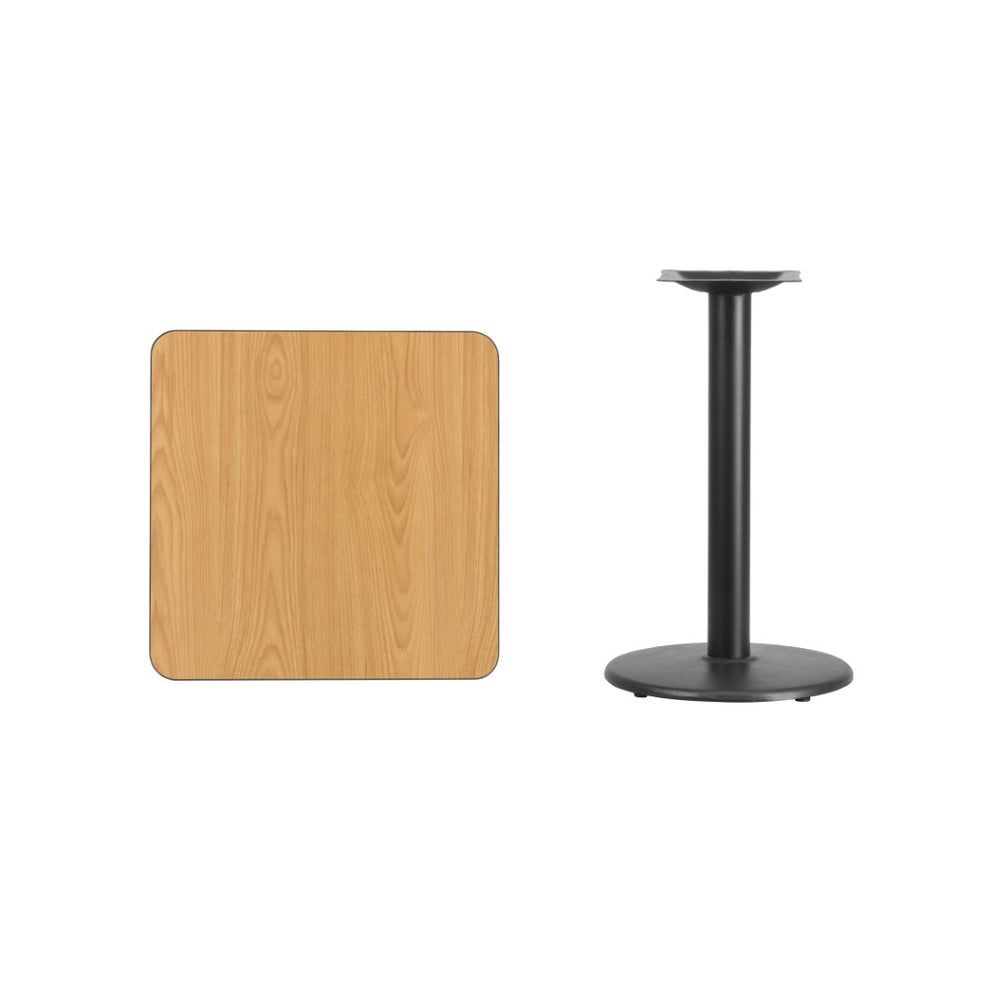 English Elm Graniss Durable Commercial-Grade Table Set with Reversible Laminate Top and Sturdy Cast Iron Base Natural 24" Square XU-NATTB-2424-TR18-GG